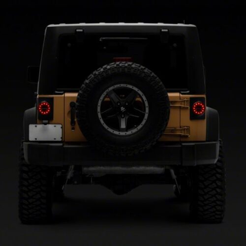 Raxiom for 2007-2018 Jeep Wrangler JK Axial Series Halo LED Tail Lights- Black Housing (Clear Lens) - Image 8