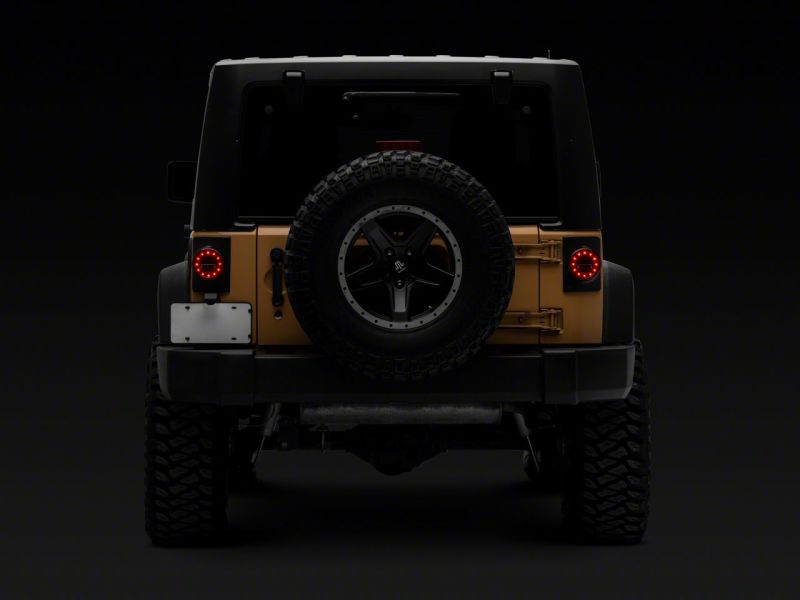 Raxiom for 2007-2018 Jeep Wrangler JK Axial Series Halo LED Tail Lights- Black Housing (Clear Lens) - Image 8