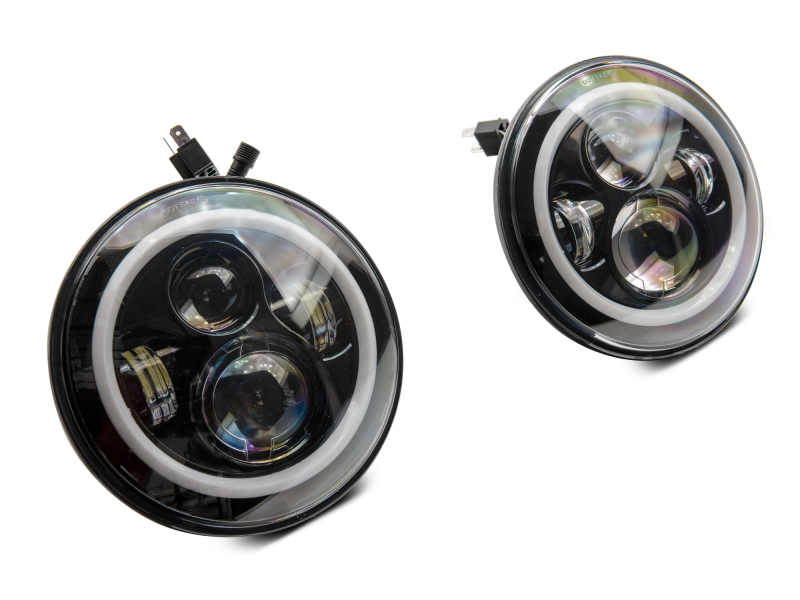 Raxiom for 1997-2018 Jeep Wrangler TJ/JK Axial 7-Inch LED Headlights w/RGB Halo- Black Housing (Clear Lens) - Image 4