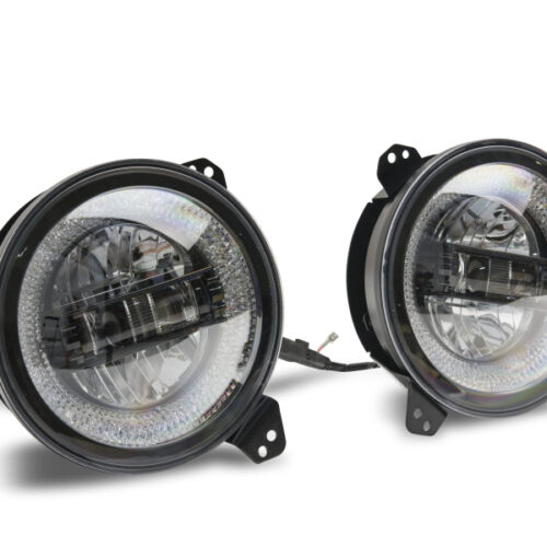 Raxiom for 2018-2022 Jeep Wrangler JL/JT Axial Series LED Headlights- Black Housing (Clear Lens) - Image 4