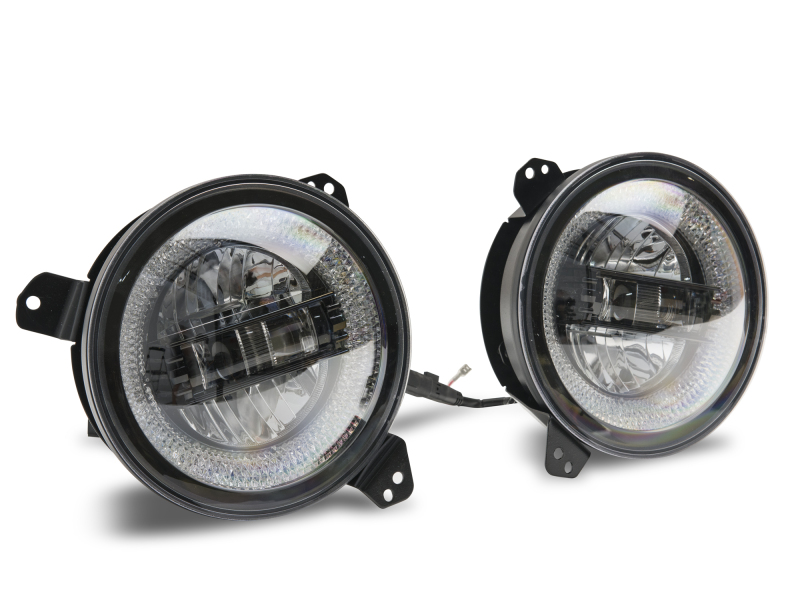 Raxiom for 2018-2022 Jeep Wrangler JL/JT Axial Series LED Headlights- Black Housing (Clear Lens) - Image 4