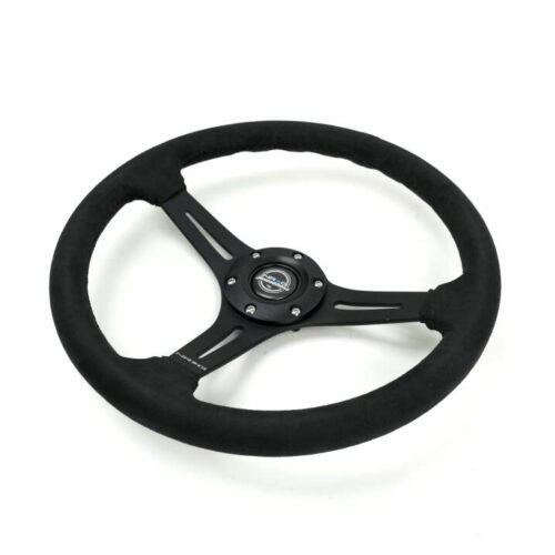 NRG Reinforced Micro Suede Racing Steering Wheel 350mm / 2.5in Deep / 4mm Matte Black Spoke - Image 2