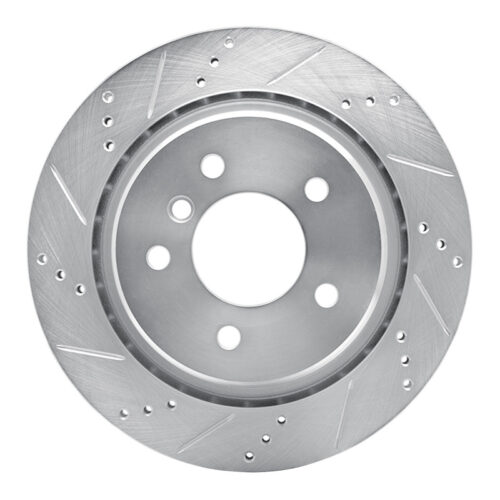R1 Concepts for 95-99 BMW M3 E36 Right Rear Drilled & Slotted Silver Brake Rotor