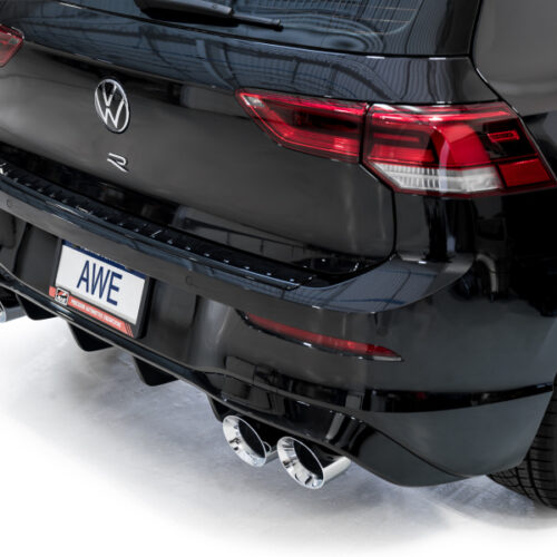 AWE Tuning Track Edition Quad Exhaust - Chrome Silver Tips for MK8 Volkswagen Golf R 3in - Image 6