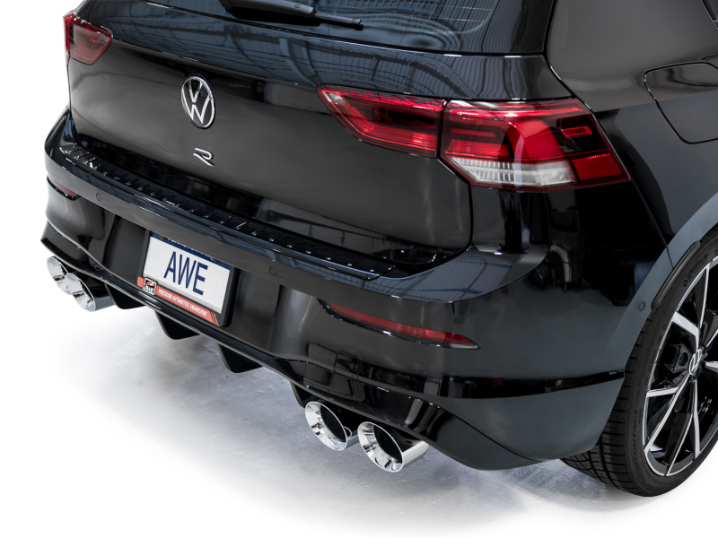 AWE Tuning Track Edition Quad Exhaust - Chrome Silver Tips for MK8 Volkswagen Golf R 3in - Image 6