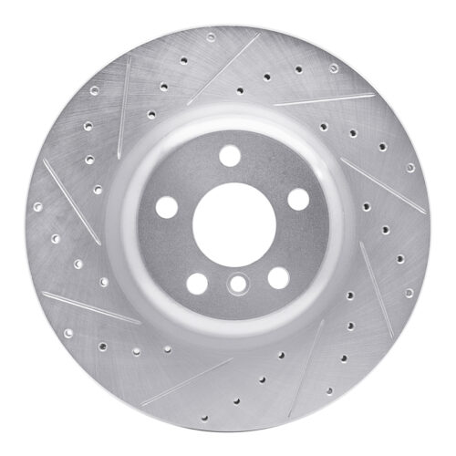 R1 Concepts for 16-25 BMW 540I xDrive Rear Left Drilled & Slotted Silver Brake Rotor
