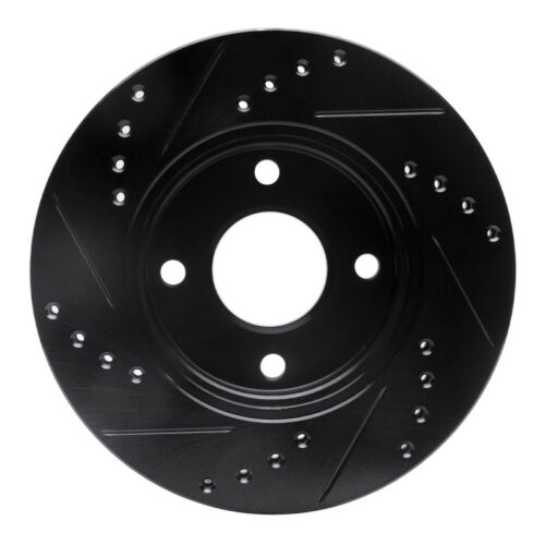 R1 Concepts for 00-15 Ford Ikon (Mexico / Made In India) Front Right Drilled & Slotted Black Brake Rotor - Image 5