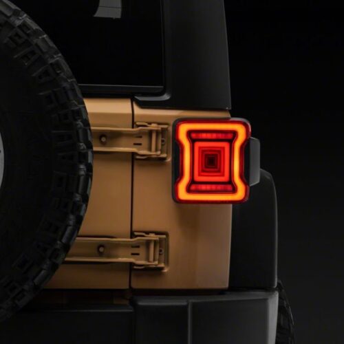 Raxiom for 2007-2018 Jeep Wrangler JK Axial Series JL Style LED Tail Lights- Black Housing- Red Lens - Image 9