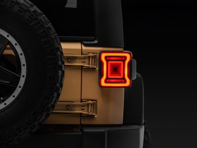 Raxiom for 2007-2018 Jeep Wrangler JK Axial Series JL Style LED Tail Lights- Black Housing- Red Lens - Image 9