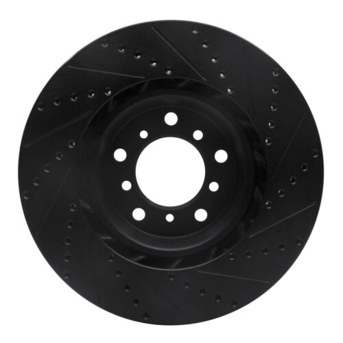 R1 Concepts for 01-06 BMW M3 Right Front Drilled & Slotted Black Brake Rotor - Image 5