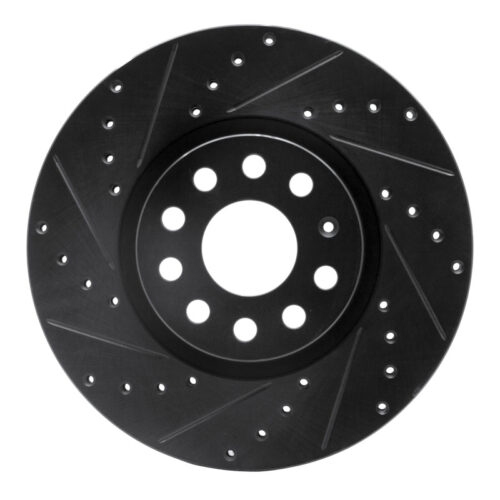 R1 Concepts for 2005-2025 Audi A3 Sportback E-Tron Front Left Drilled & Slotted Black Brake Rotor