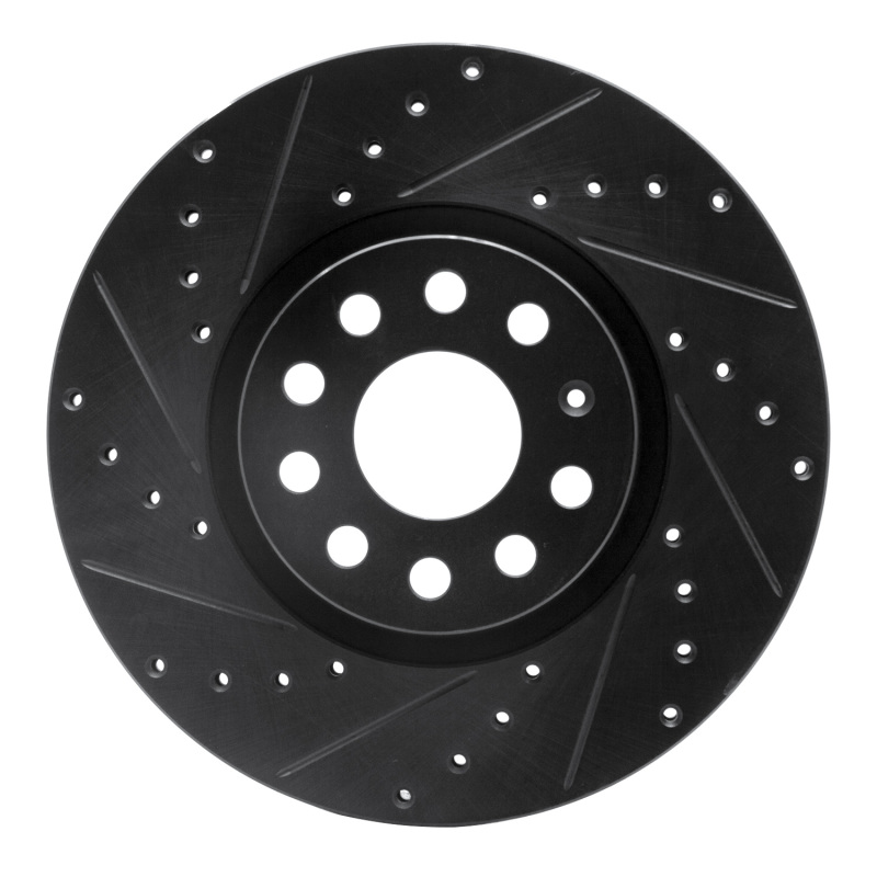 R1 Concepts for 2005-2025 Audi A3 Sportback E-Tron Front Left Drilled & Slotted Black Brake Rotor