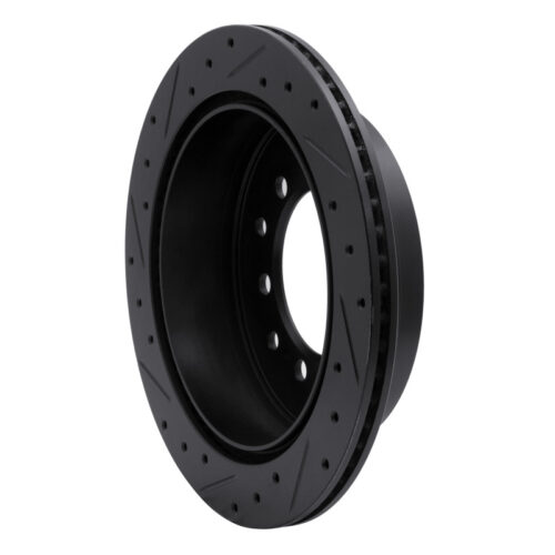 R1 Concepts for 10-24 Lexus GX460 Rear Right Drilled & Slotted Black Brake Rotor - Image 4