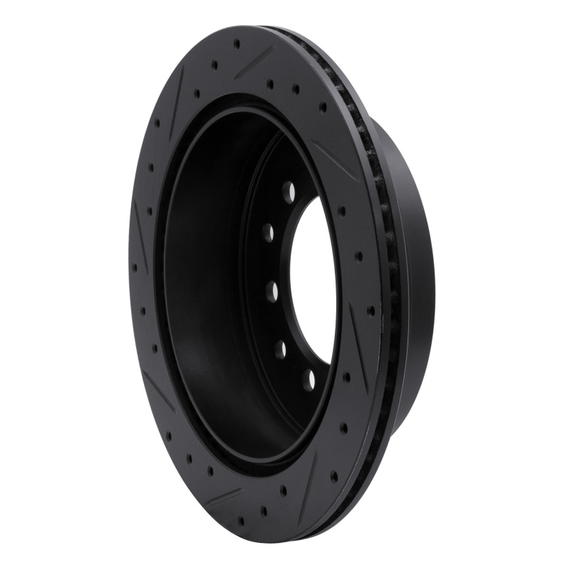 R1 Concepts for 10-24 Lexus GX460 Rear Right Drilled & Slotted Black Brake Rotor - Image 4