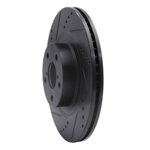 R1 Concepts for 04-25 Scion FR-S Front Left Drilled & Slotted Black Brake Rotor - Image 2