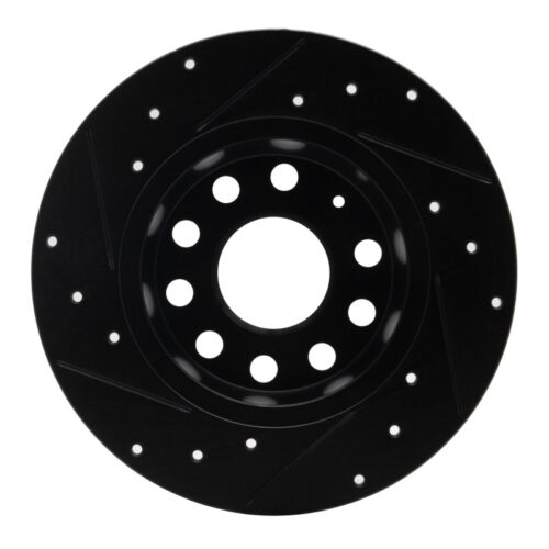 R1 05-25 Audi A3 Sportback E-Tron Rear Right Drilled & Slotted Black Brake Rotor - Image 5