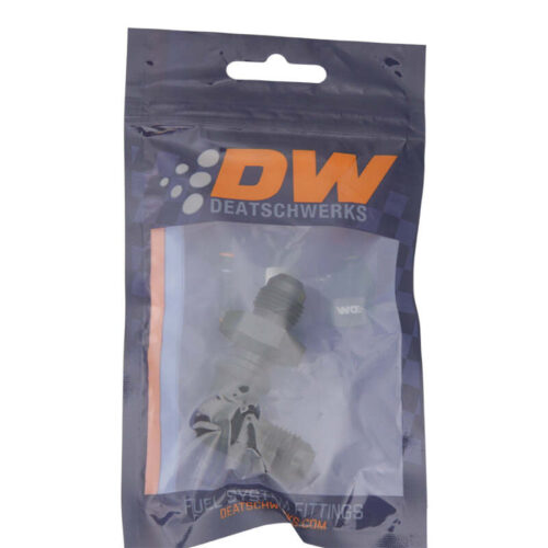 Alternative view of DeatschWerks 6AN Male Flare to 6AN Male Flare Bulkhead Adapter 90-Degree - Anodized Matte Black