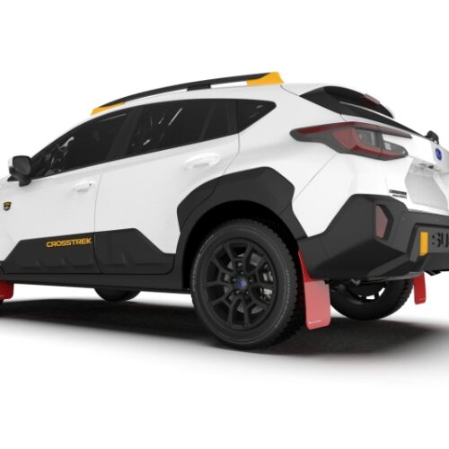 Rally Armor 24-26 Subaru Crosstrek (Wilderness Only) Red UR Mud Flap W/White Logo - No Drilling Req - Image 3