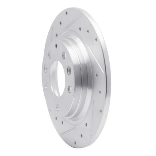 Alternative view of R1 Concepts for 98-15 Ford Fusion Rear Left Drilled & Slotted Silver Brake Rotor