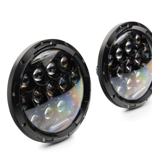Raxiom for 1997-2018 Jeep Wrangler TJ/JK Axial Series 13-LED Headlights- Black Housing (Clear Lens) - Image 3