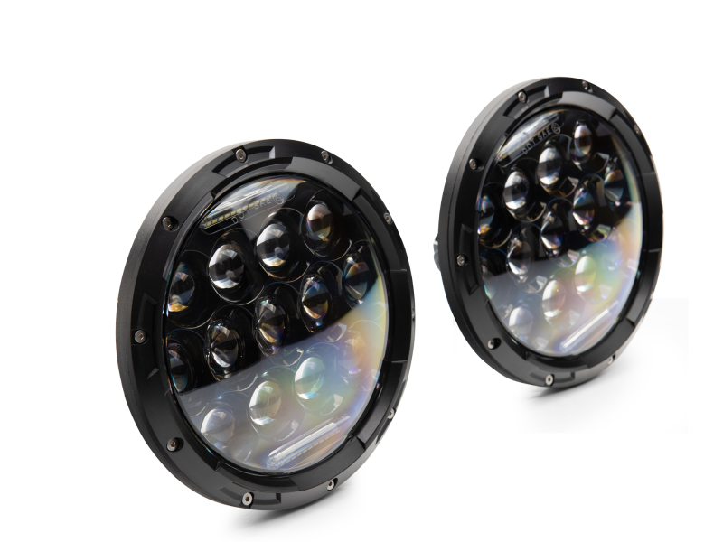Raxiom for 1997-2018 Jeep Wrangler TJ/JK Axial Series 13-LED Headlights- Black Housing (Clear Lens) - Image 3