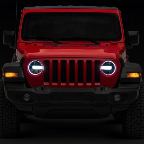 Raxiom for 2018-2023 Jeep Wrangler JL Axial Series 9-In LED Headlights- Black Housing (Clear Lens) - Image 5