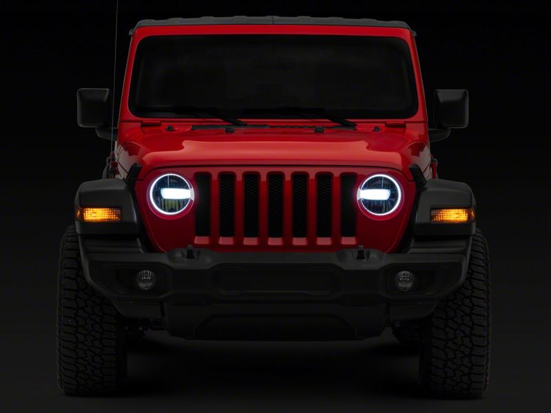 Raxiom for 2018-2023 Jeep Wrangler JL Axial Series 9-In LED Headlights- Black Housing (Clear Lens) - Image 5