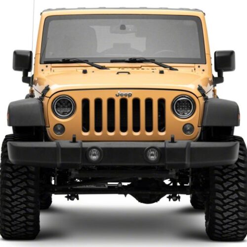 Raxiom for 2007-2018 Jeep Wrangler JK Axial Spider LED Headlights w/Angel Eye Halo- Blk Housing (Clear Lens) - Image 4