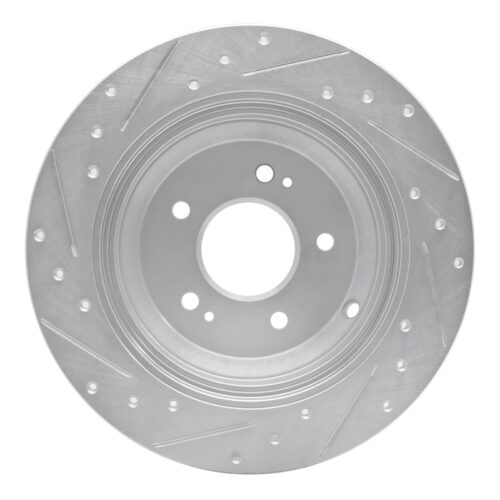 R1 Concepts for 18-23 Genesis G70 Rear Right Drilled & Slotted Silver Brake Rotor - Image 5