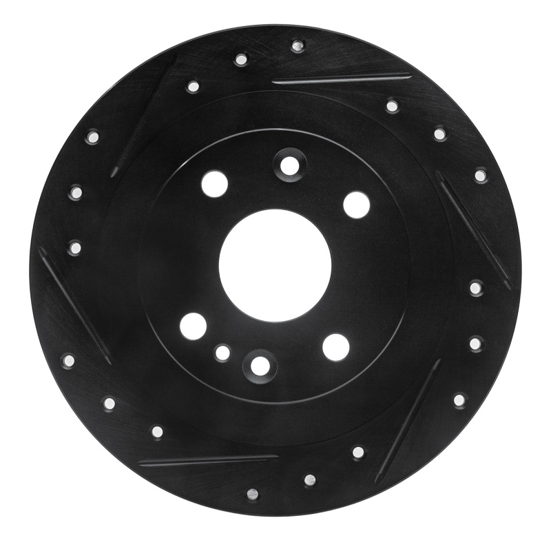 R1 Concepts for 1990-2003 Ford Escort Rear Left Drilled & Slotted Black Brake Rotor