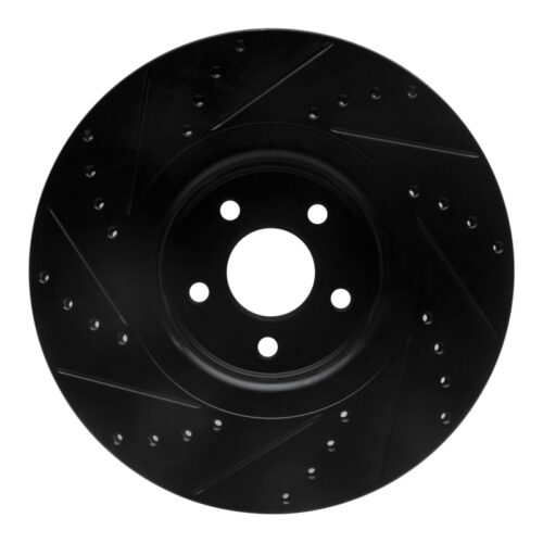 R1 Concepts for 14-18 Ford Focus ST Front Right Drilled & Slotted Black Brake Rotor - Image 5