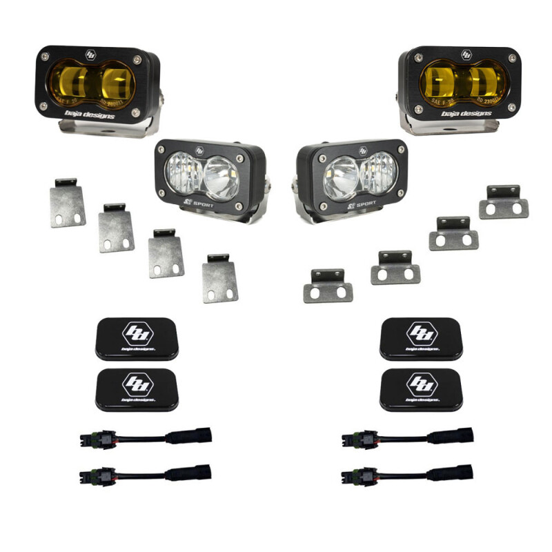 Baja Designs for 21+ Ford Raptor/22+ Bronco S2 SAE Pro Fog Pocket Light Kit Clear/Amber - Image 3