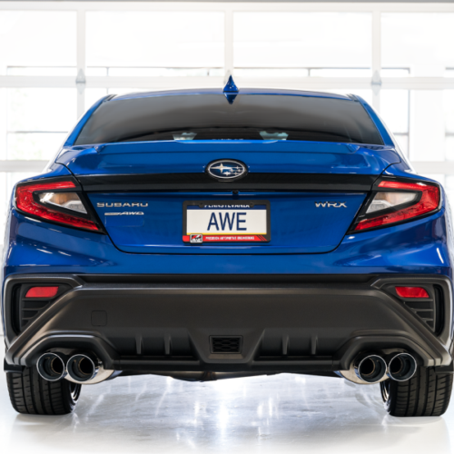 Alternative view of AWE Tuning Track Edition Axle-Back Exhaust - Chrome Silver Tips for 22-25 Subaru VB WRX