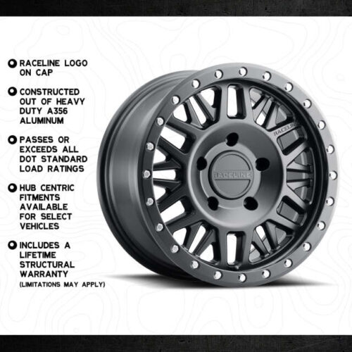 Raceline 951B Ryno 18x9in / 8x170 BP / 18mm Offset / 130.81mm Bore - Satin Black Wheel - Image 4