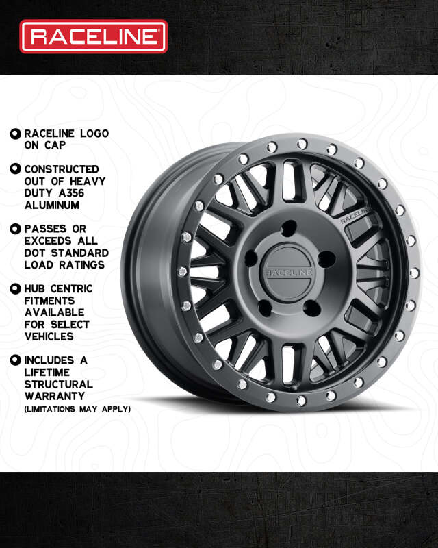 Raceline 951B Ryno 18x9in / 8x170 BP / 18mm Offset / 130.81mm Bore - Satin Black Wheel - Image 4