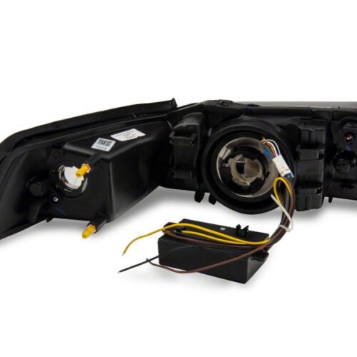 Raxiom for 1999-2004 Ford Mustang Axial Series Headlights w/ Sequential LED Bar- Black Housing (Clear Lens) - Image 6