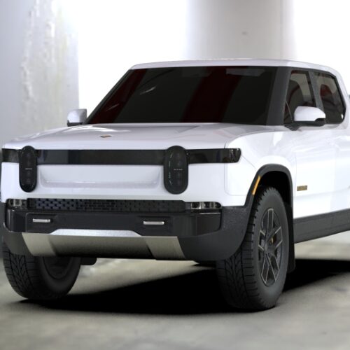 Alternative view of Rally Armor 22-25 Rivian R1T Black UR Mud Flap w/Dark Grey Logo