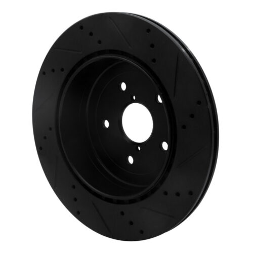 R1 08-20 Subaru WRX Rear Left Drilled & Slotted Black Brake Rotor - Image 4
