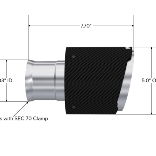 MBRP 15-23 Dodge Charger 5.7L/6.2L/6.4L T304 3in ID / 5in OD Out / 8in Length Angle Cut Carbon Tip - Image 2