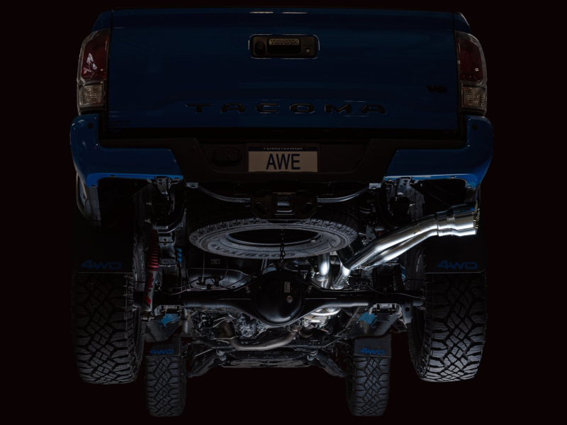 AWE Tuning Cat-Back Exhaust w/ BashGuard - Dual Chrome Silver Tips for 16-22 Toyota Tacoma 0FG - Image 2