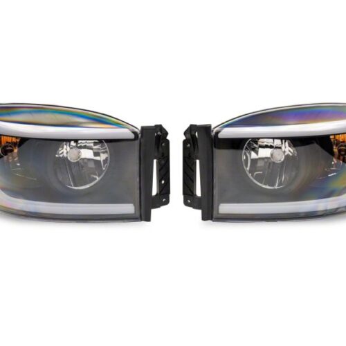 Alternative view of Raxiom for 2006-2009 Dodge RAM 1500/2500/3500 Axial Headlights w/ SEQL LED Bar- Black Housing (Clear Lens)