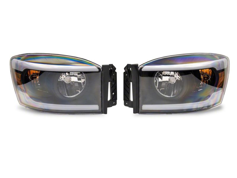Raxiom for 2006-2009 Dodge RAM 1500/2500/3500 Axial Headlights w/ SEQL LED Bar- Black Housing (Clear Lens) - Image 2
