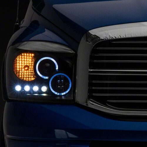Alternative view of Raxiom for 2006-2008 Dodge RAM 1500 LED Halo Projector Headlights- Black Housing (Clear Lens)