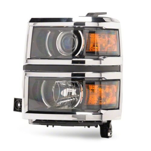 Raxiom for 2014-2015 Chevrolet Silverado 1500 OE Projector Headlights/Chrome Trim- Black- Clear Lens - Image 4