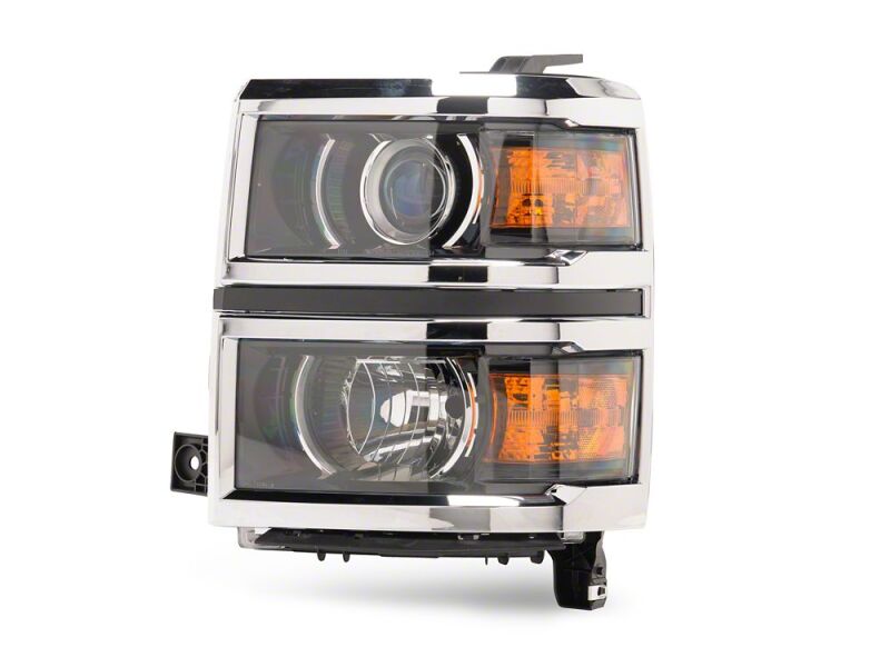 Raxiom for 2014-2015 Chevrolet Silverado 1500 OE Projector Headlights/Chrome Trim- Black- Clear Lens - Image 4