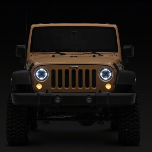 Raxiom for 2007-2018 Jeep Wrangler JK Axial Series Quatro LED Headlights- Black Housing- Clear Lens - Image 10
