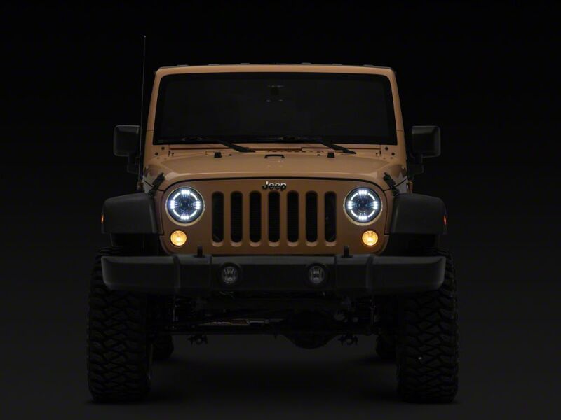 Raxiom for 2007-2018 Jeep Wrangler JK Axial Series Quatro LED Headlights- Black Housing- Clear Lens - Image 10