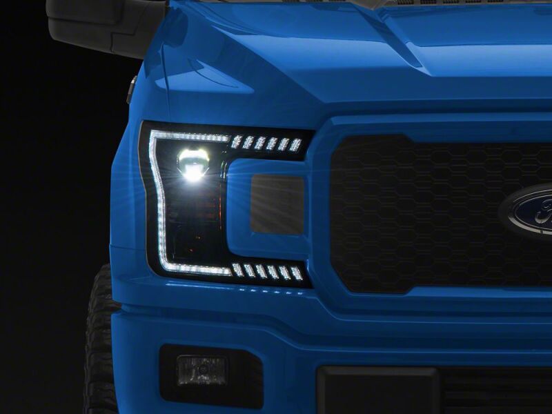 Raxiom for 2018-2020 Ford F-150 LED Halo Surround Headlights with White DRL- Black Housing- Clear Lens