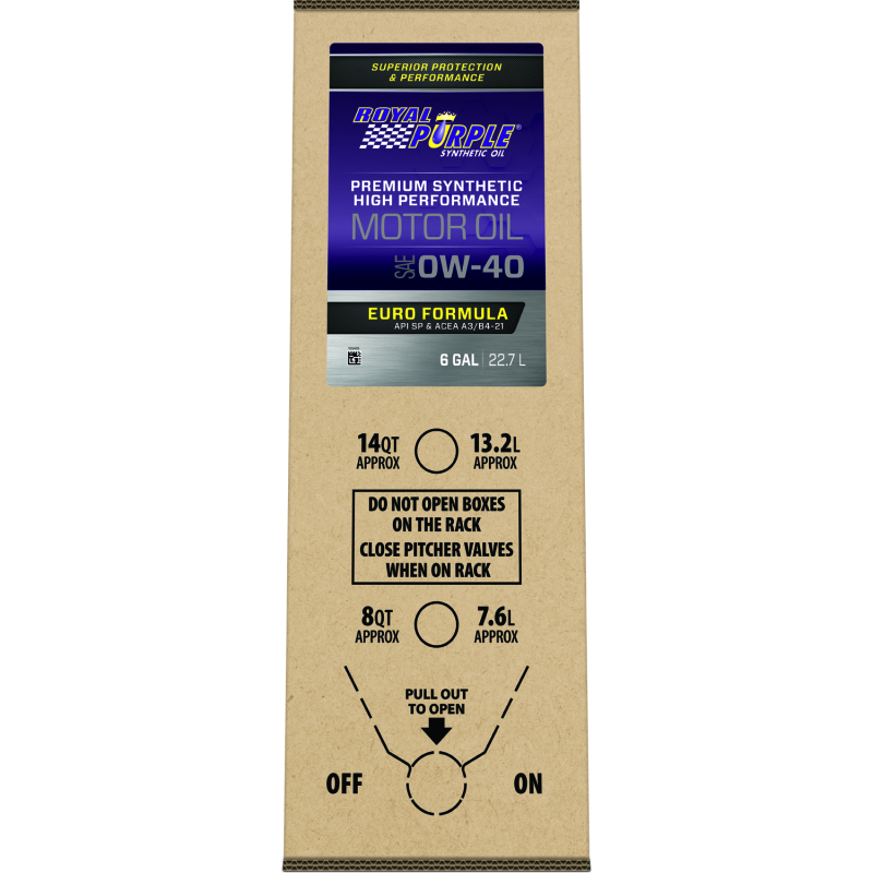 Royal Purple Premium Synthetic High Performance Euro Formula 0W40 Motor Oil - 6 Gallon Bag-In-Box