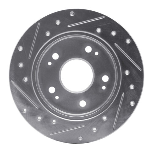 R1 Concepts for 06-15 Honda Civic Si Rear Right Drilled & Slotted Silver Brake Rotor - Image 5
